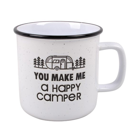 Stoneware Coffee Mug "You Make Me a Happy Camper"" - Picture 1 of 3
